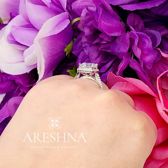 5 Carat Cushion Cut Lab Created Diamond Engagement Ring Bridal Wedding Ring Set - Picture 11 of 14